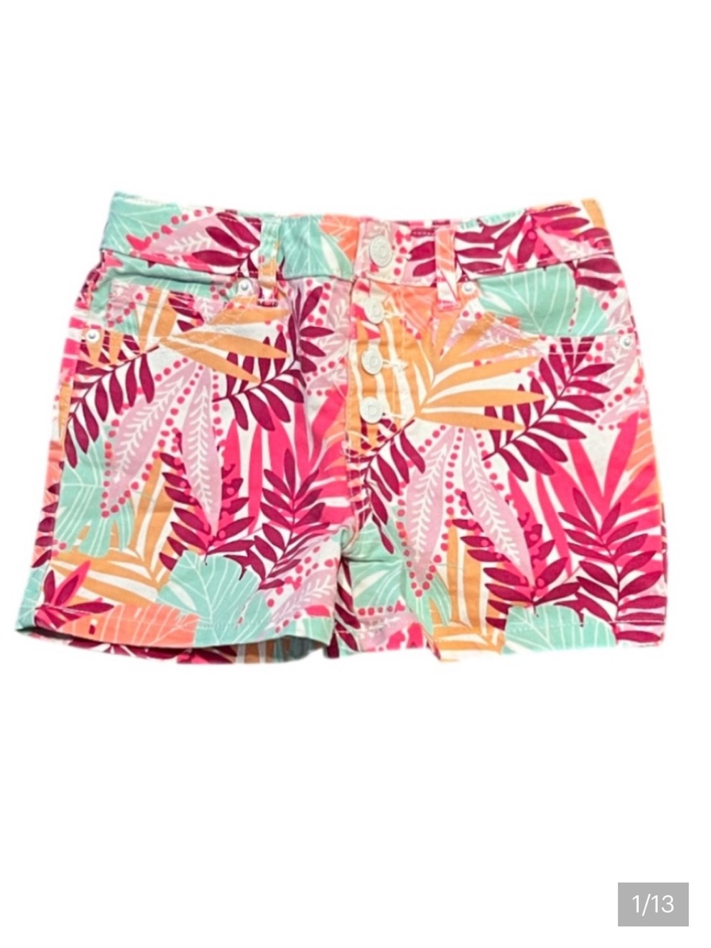 Cat & Jack Pink and Orange Colorful Leaf Print Shorts Size 6/6X Shorts